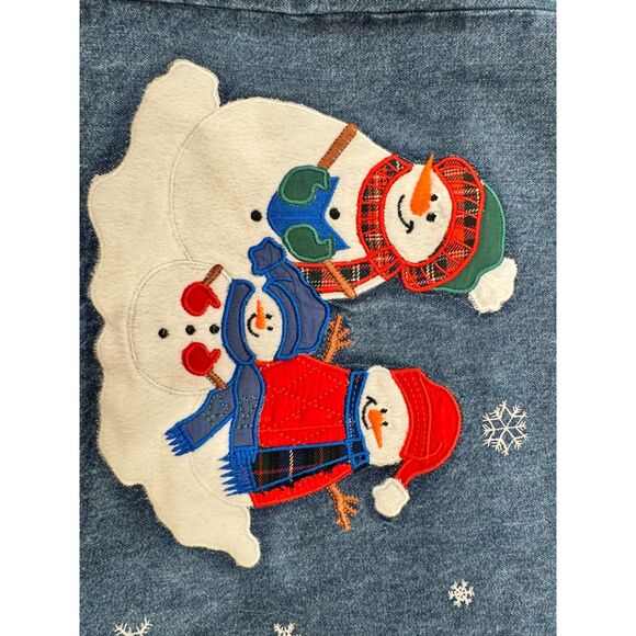 Vintage Westbound Denim Snowman Skirt Jean Holiday Winter Size 10 - Picture 4 of 5